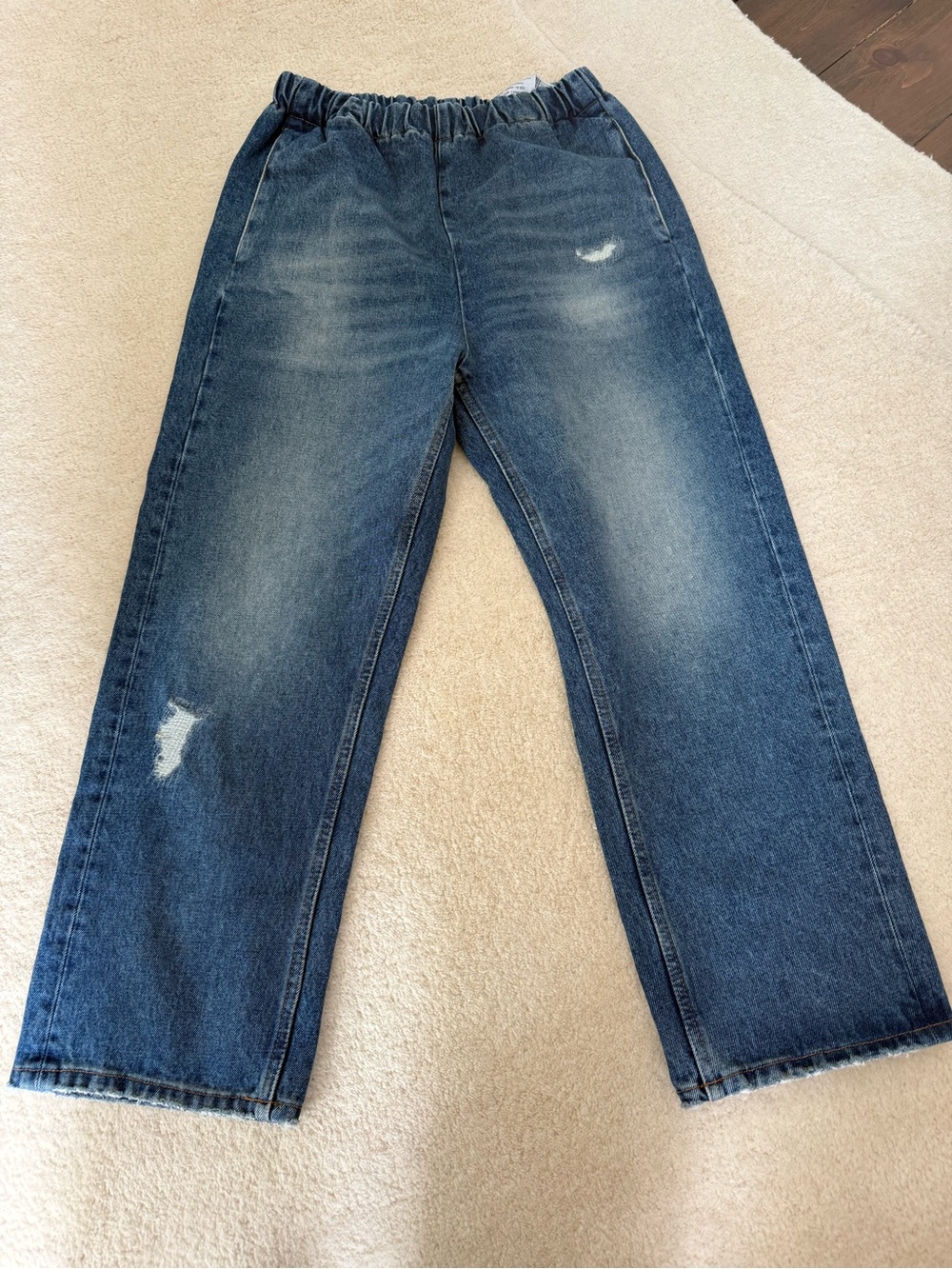 MM6 Maison Martin Margiela Relaxed Elastic-Waist Blue Denim Jeans